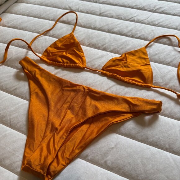 JADE Swim Orange Sheen Bikini - Picture 1 of 5